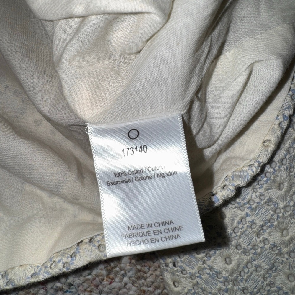 Dolan Moto Jacket Womens Medium Cream Blue Eyelet Lace Cotton Biker Zip - Picture 7 of 12